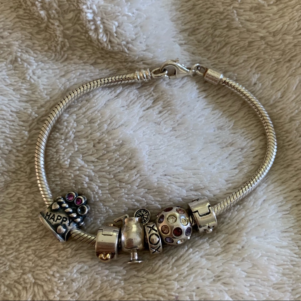 Sterling silver charm bracelet (charms included)